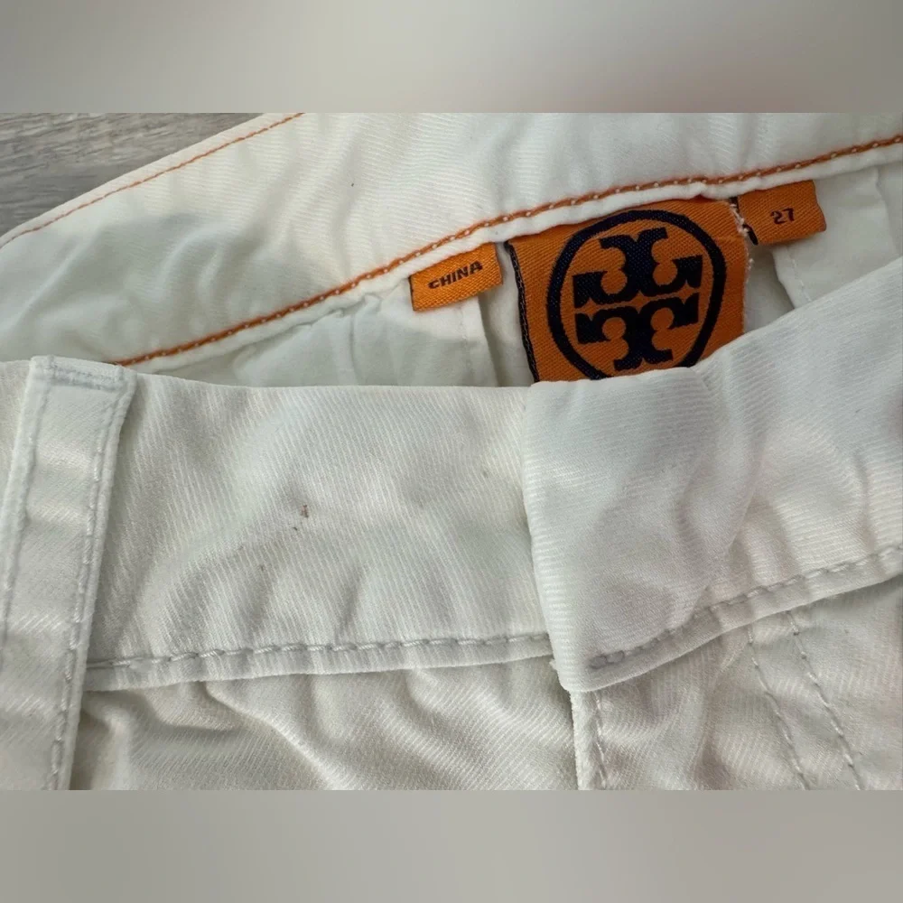 Tory Burch White Chino Ankle Length Pants Mid Rise Size 27 *Read